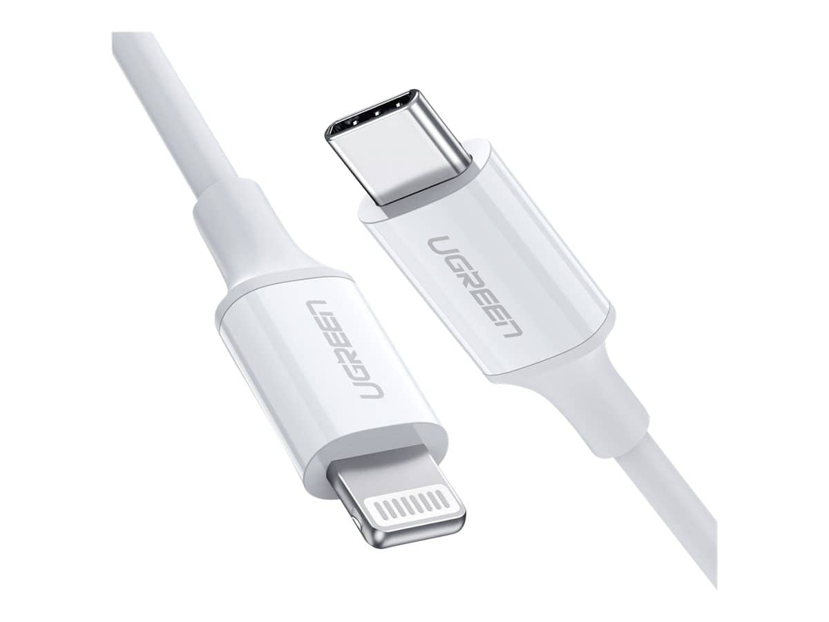 UGREEN USB-C TO LIGHTNING M/M CABLE RUBBER SHELL 1M (WHITE)
