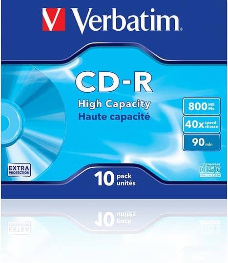 VERBATIM VER43428 | CD-R 800MB 40x EXTRA PROTECTION SURFACE JEWELCASE PACK 10