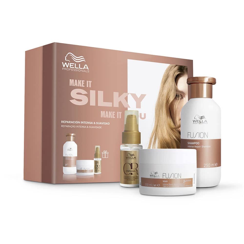 Set trajtimesh për flokë Wella Fusion (Shampojë + Maskë + Vaj)