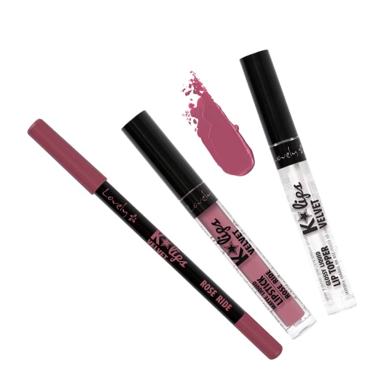 Set për buzë Lovely K*LIPS Velvet, Nr. 2 Foxy Brown, 3 copë