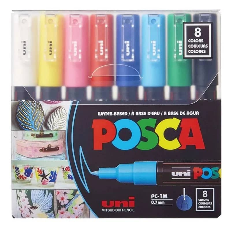 UNI-MARKER SET POSCA pc-1m BASIC COLORS 8/1