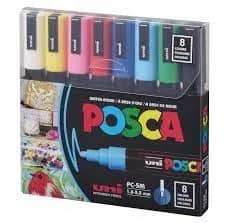 UNI-MARKER SET POSCA pc-5m BASIC COLORS 8/1