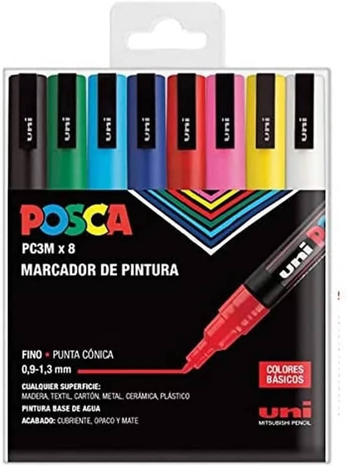 UNI-MARKER SET POSCA pc-3m BASIC COLORS 8/1
