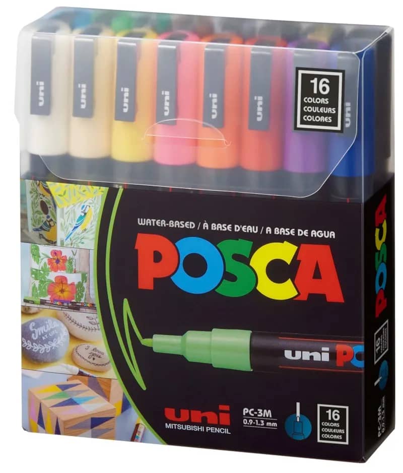 UNI-MARKER SET POSCA pc-3m STANDARD COLORS 16/1