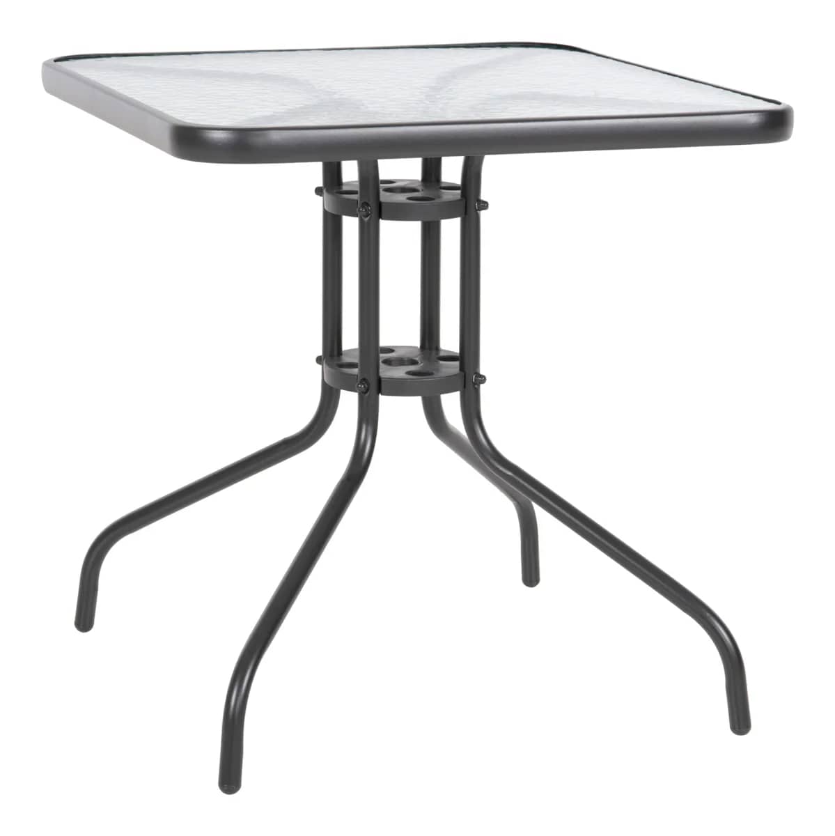 TAVOLINË E JASHTME KATRORE FIGO HM5036.01 METAL GRI – SIPËRFAQE XHAMI 70x70x72H cm