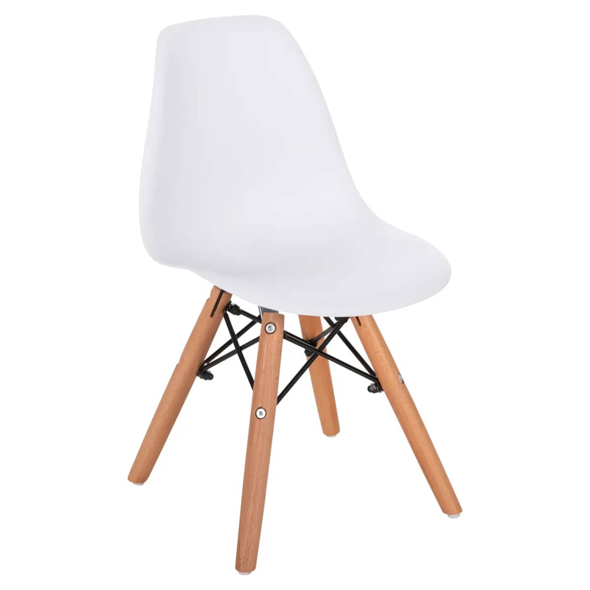 Karrige Twist Kid HM8453.01 me këmbë druri dhe ulëse PP të bardhë 31x34x55,5H cm