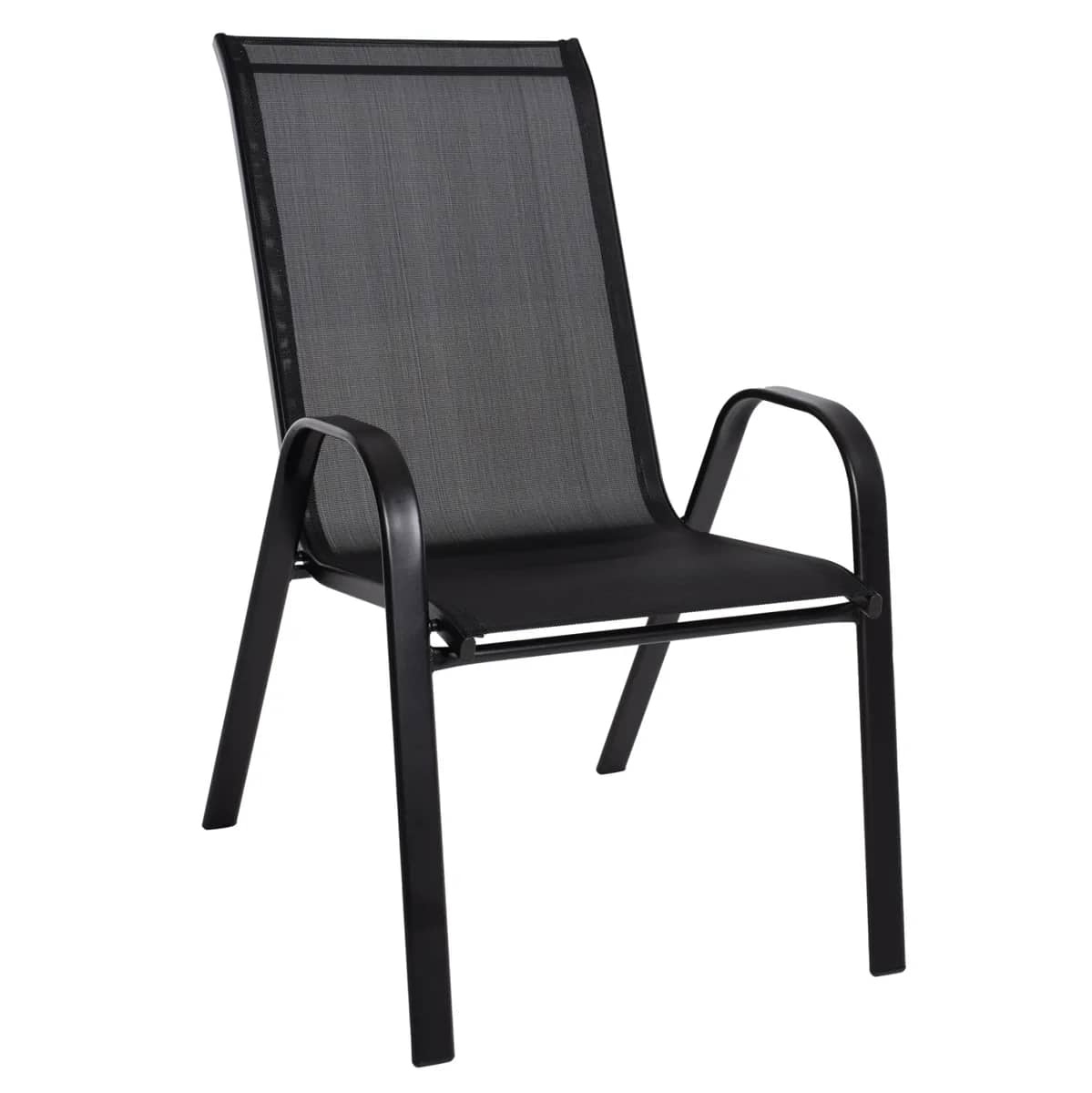 Karrike e Jashtme LEON HM5000.03 – Metal i Zi & Pëlhurë Textilene e Zezë – 55x77x95H cm