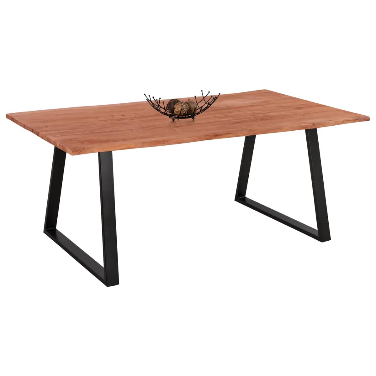 Tryezë Darke ACACIA HM8501.11 – Druri Solid Acacia me Këmbë Metalike të Zeza 200x100x77H cm
