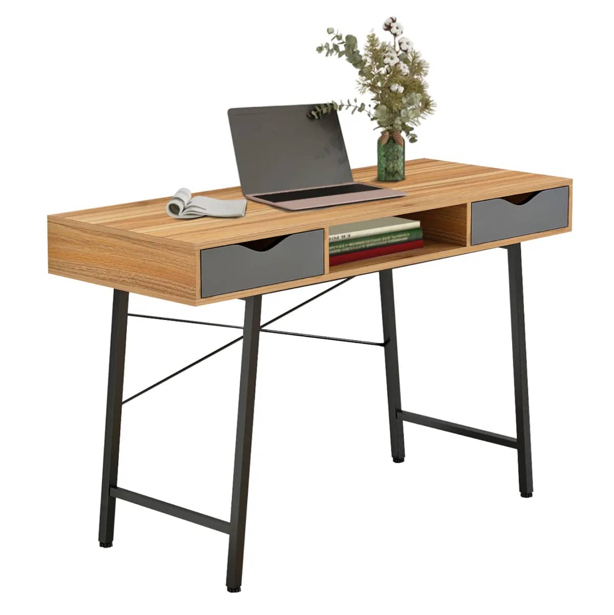 Zyrë HM2128.03 ngjyrë WALNUT–GRI–E ZEZË 120x48x76,5 cm
