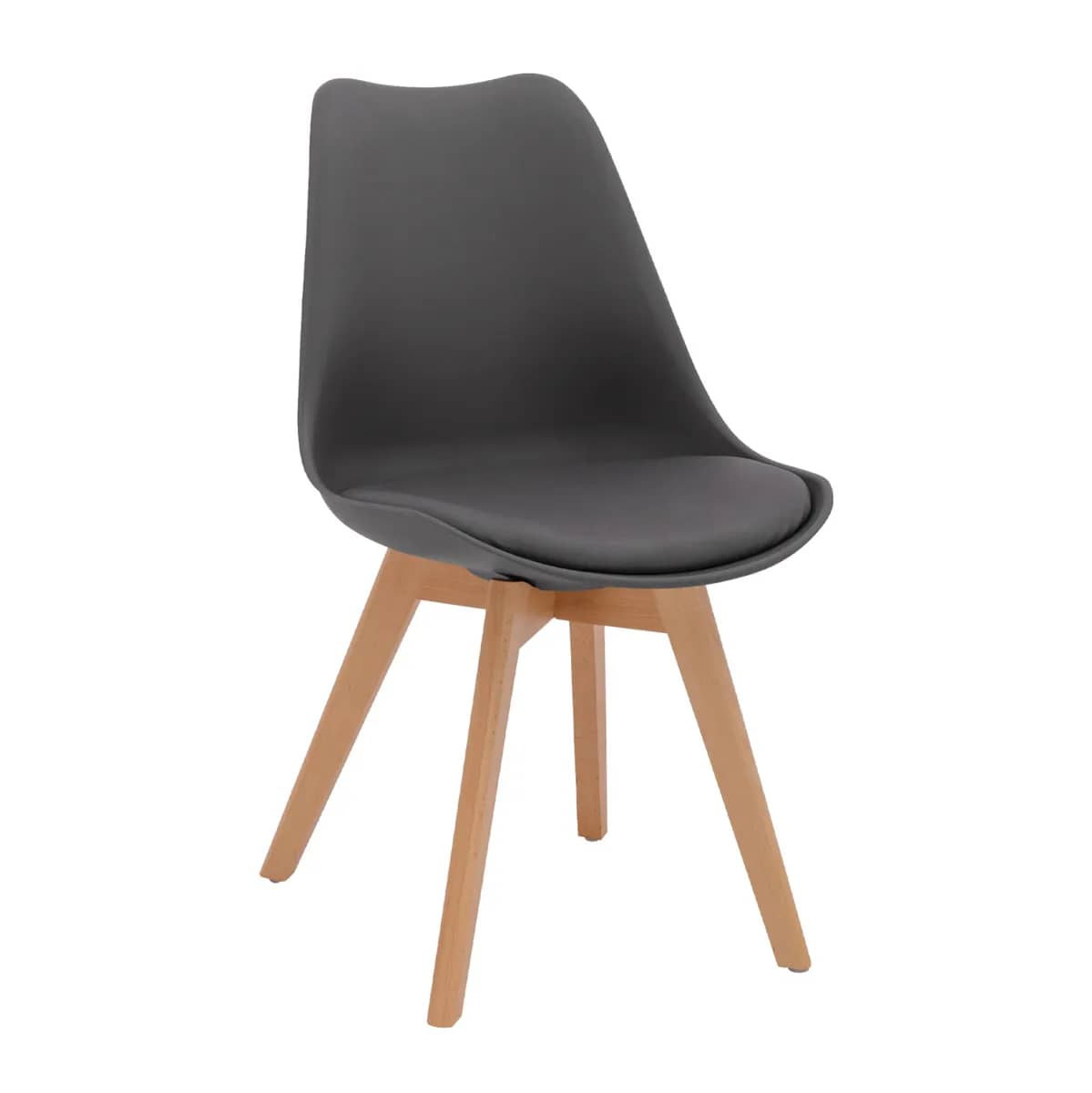 Karrike VEGAS HM0033.03 – Këmbë Druri Ahu – Sedilje P.P. e Gri e Errët – 45x56x80H cm