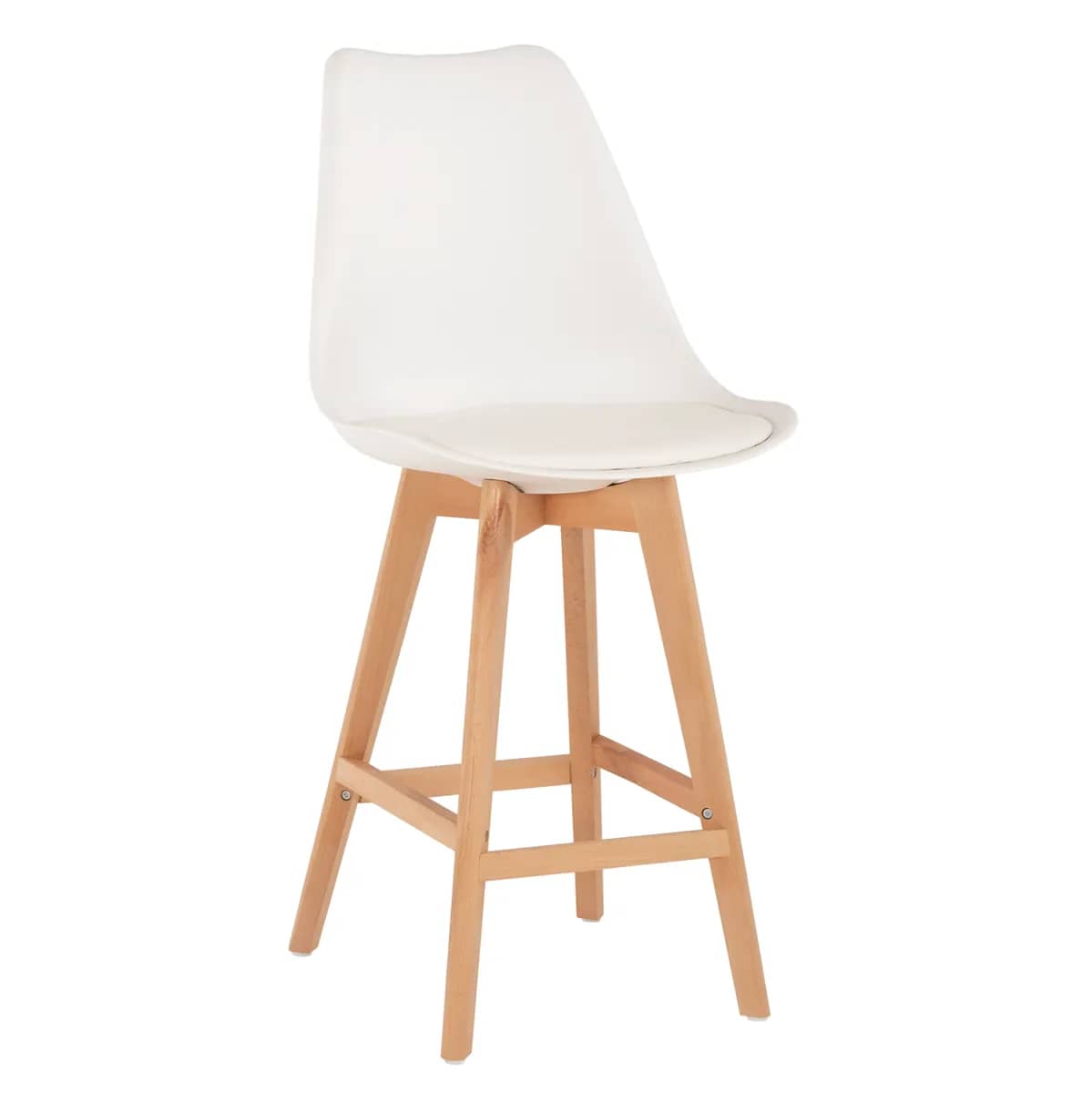 Stol Bari Vegas HM8000.21 – Lartësi Mesatare, Polypropylene i Bardhë me Karkas Druri Beech Natyral, 47x58x100H cm