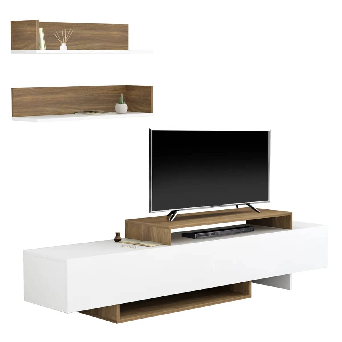 SET MOBILIE TV EDUARDO HM8909.12 MELAMINË NË NGJYRË TË BARDHË – NATYRALE 180x29,5x45H cm