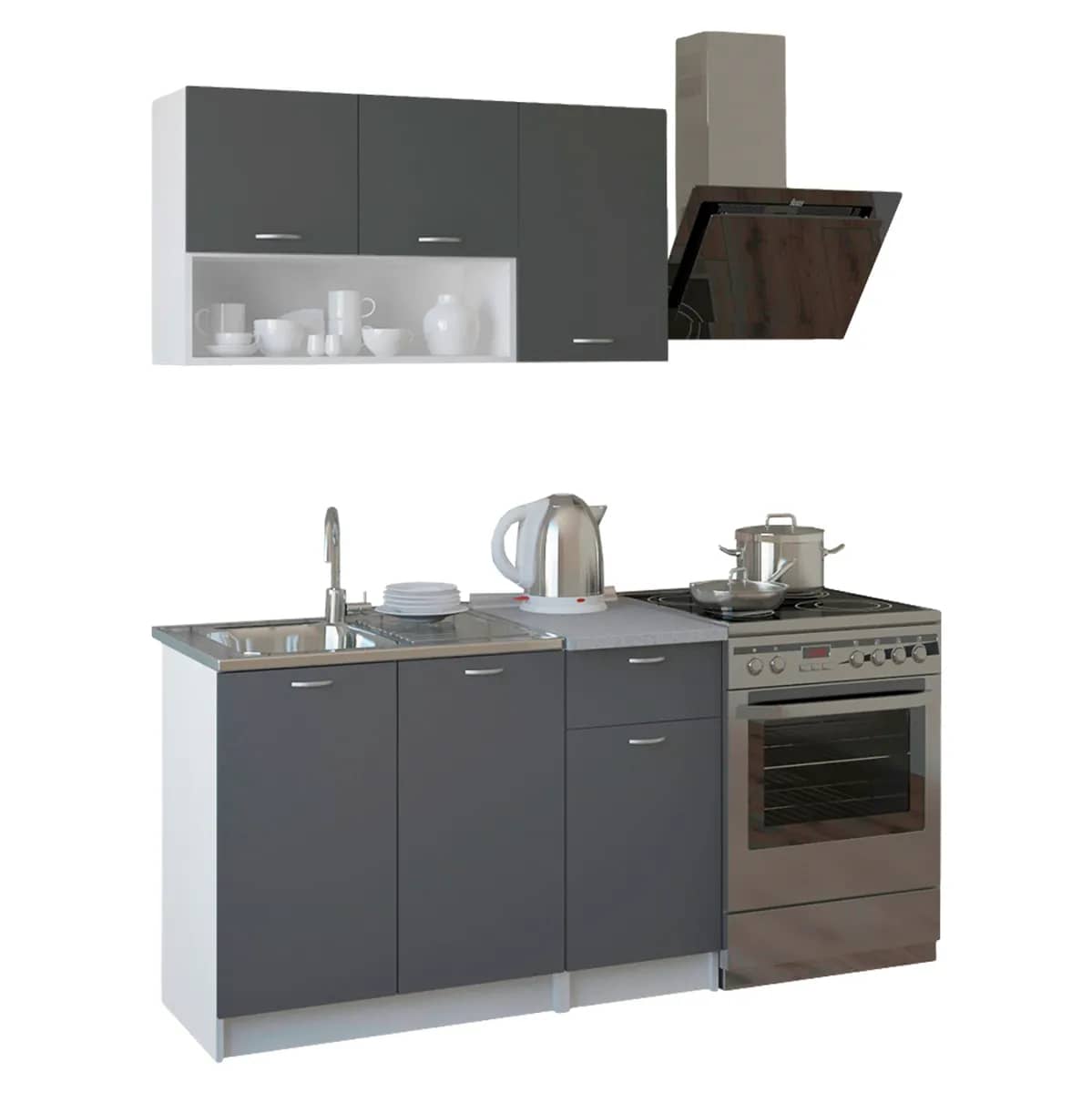 Kompozim Kuzhine JADIEL HM2440.10 Melamine GRI me Tablë të Bardhë 120x46-29,2 cm