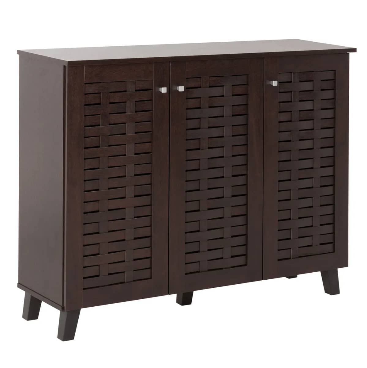 KOMODË PËR KËPUCË PRODY HM9610.01 MELAMINE NË NGJYRË WENGE, 3 DYER 115x34x89H cm