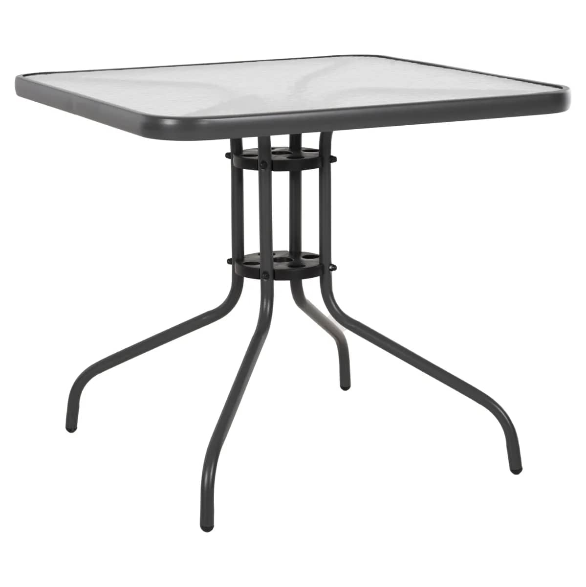 Tryezë Katrore e Jashtme FIGO HM5972.01 Metal-Gri me Sipërfaqe Qelqi 80x80x71H cm