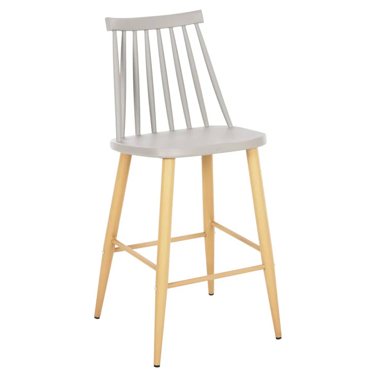 Karrige Bari Mesatare Vanessa Gri HM9300.10 – Polipropileni & Metal në Ngjyrë Druri Natyral 45x48x96 cm