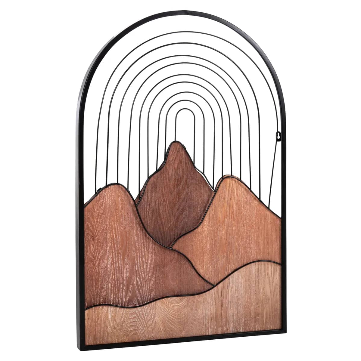 Dekor muri HM4220 – Ngjyrat e drurit natyral & Metal i zi 60x3,5x93H cm