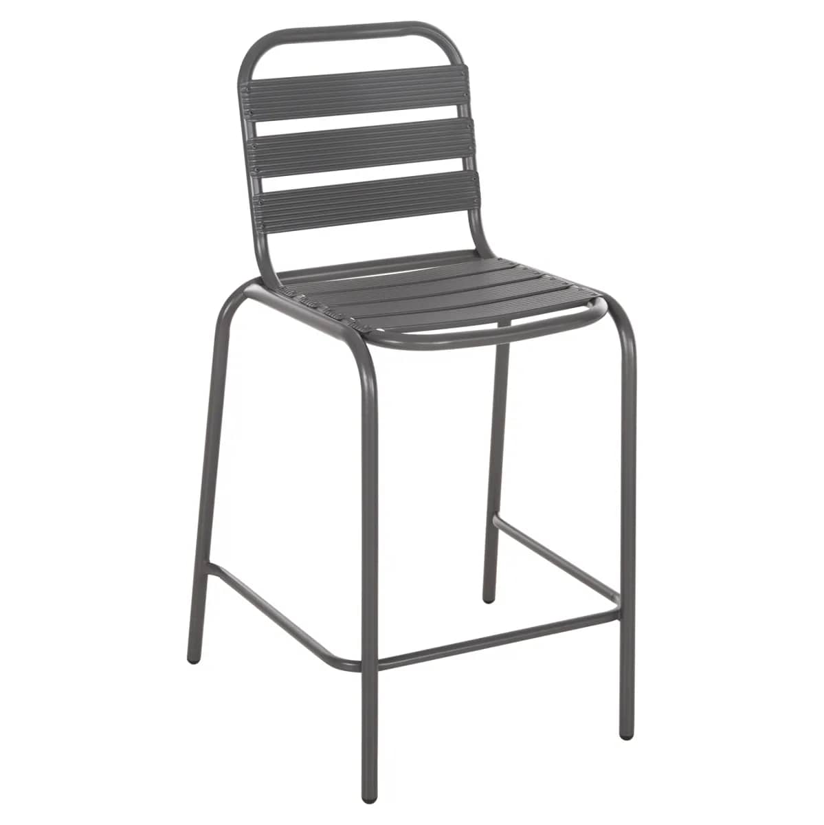 STOL BARI MESATAR LAURA HM6065.01 – KORNIZË METALI DHE ALUMINIUM, GRIS 58.5x58x104H cm