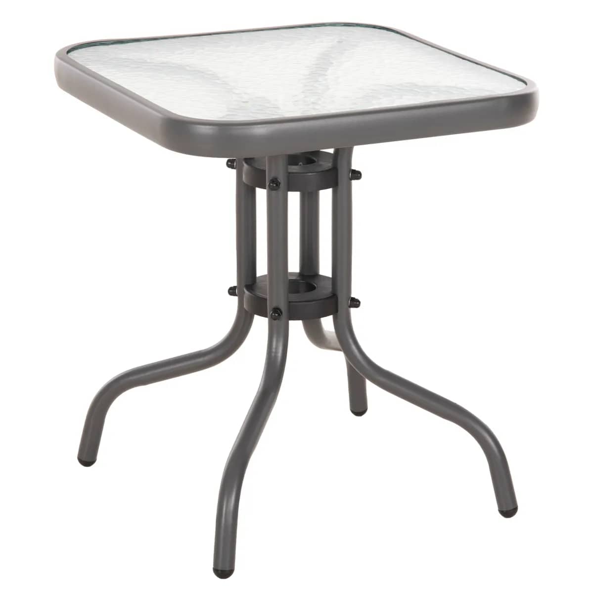 TRYEZË KAFE FIGO HM6067.01 METAL NË NGJYRË GRI – SIPERFAQE NGA QELQI I TEMPERUAR 45x45x51Hcm