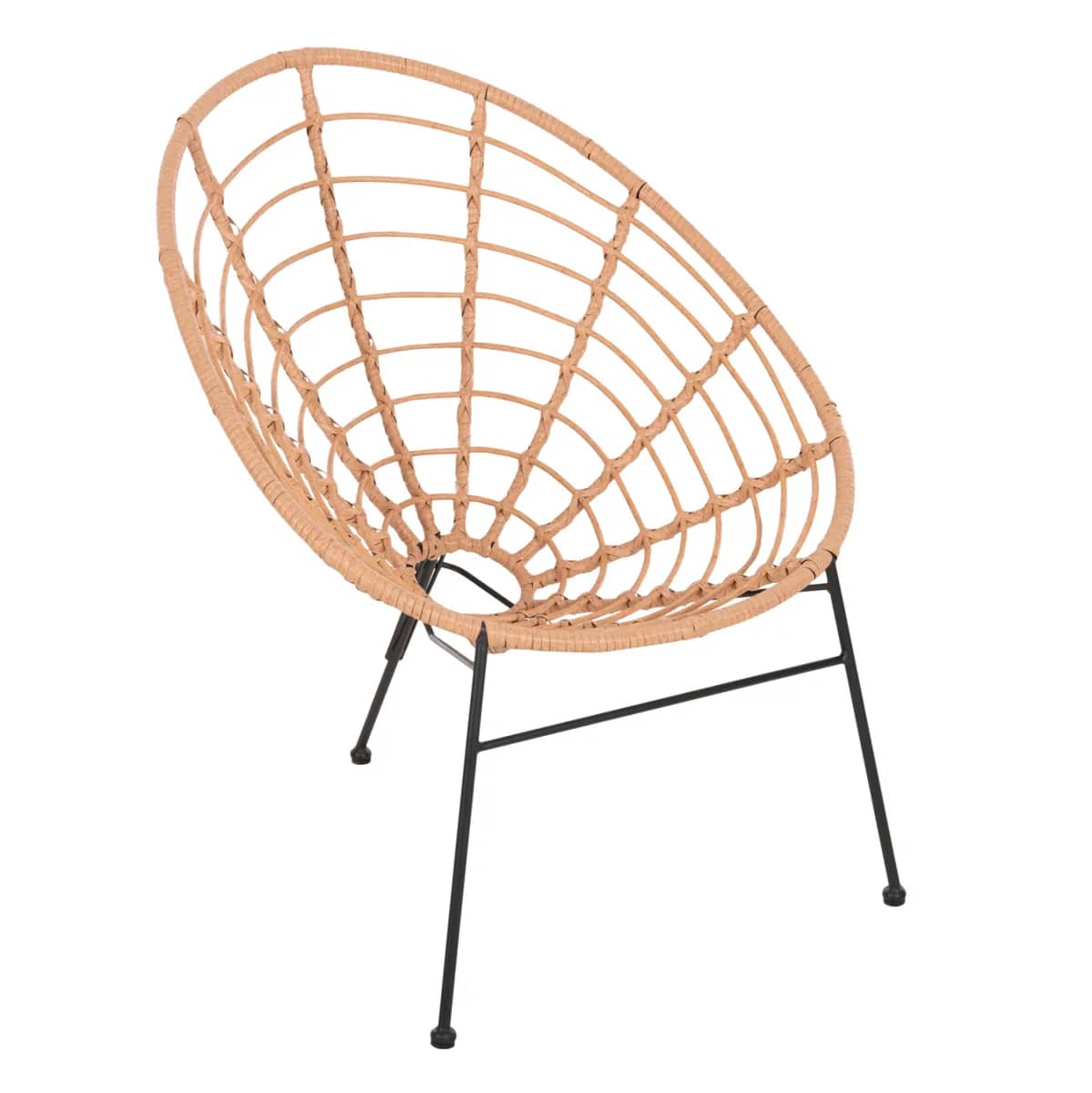 KARRIGE E TIPIT FOLE (NEST) ALLEGRA HM5458.11 METAL I ZI – WICKER BEZHË 73x78x88H cm