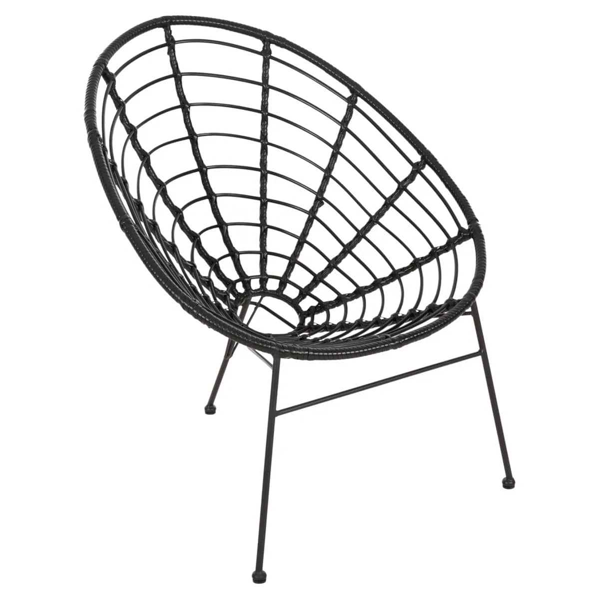 KARRIKE ME MBËSHTETËSE LLOJI NË FNDËR ALLEGRA HM5458.12 – METAL I ZI & WICKER I ZI 73x78x88H cm