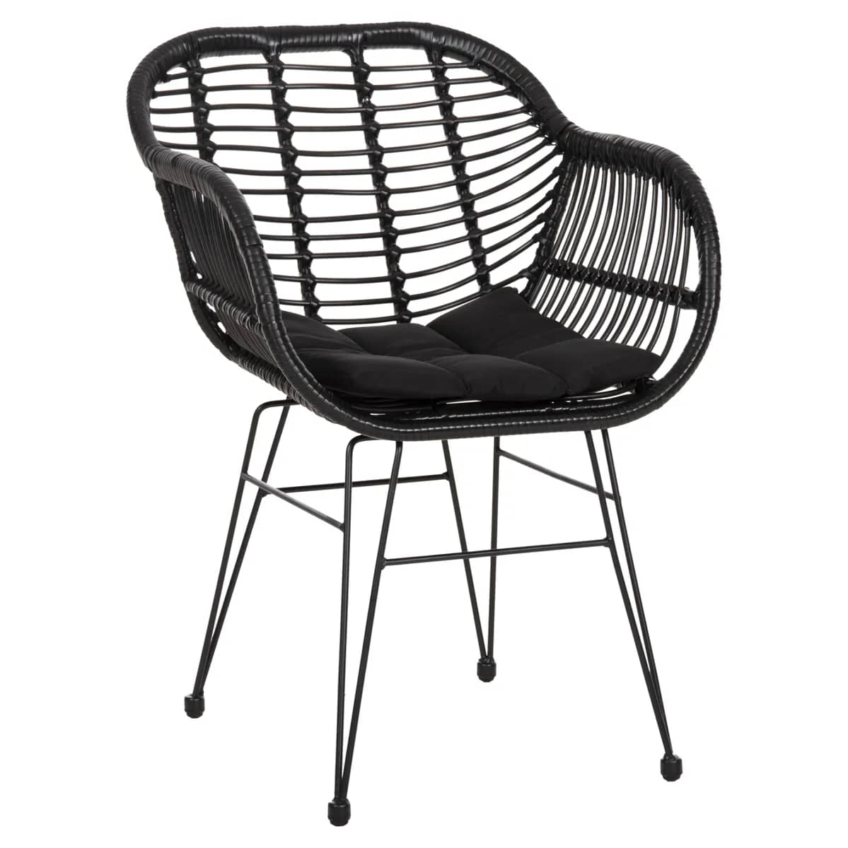 KARRIGE ME JASTËK SEDILJE ALLEGRA HM5450.32 – METAL, RATTAN E ZEZË 58x59x82H cm