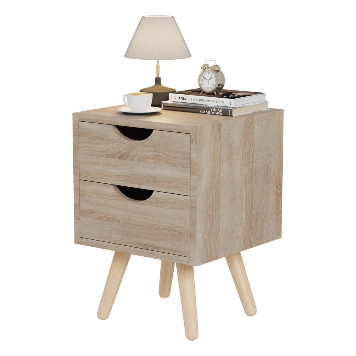 BEDSIDE STAND DINKL HM2472.01 MELAMINE-2 DRAWERS- SONAMA 29,7x29,7x45Hcm.
