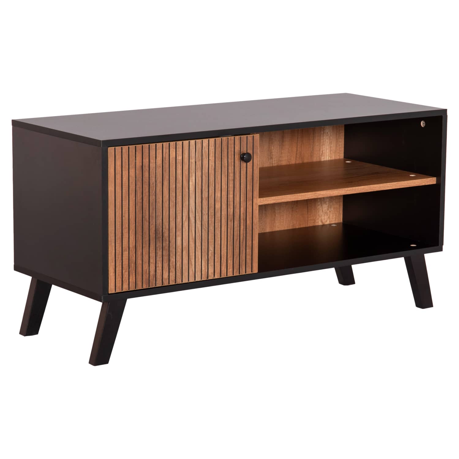 STEND TV KRUDEN HM9443.11 MELAMINË NGJYRË E ZEZË – NATYRALE 100x40x51H cm