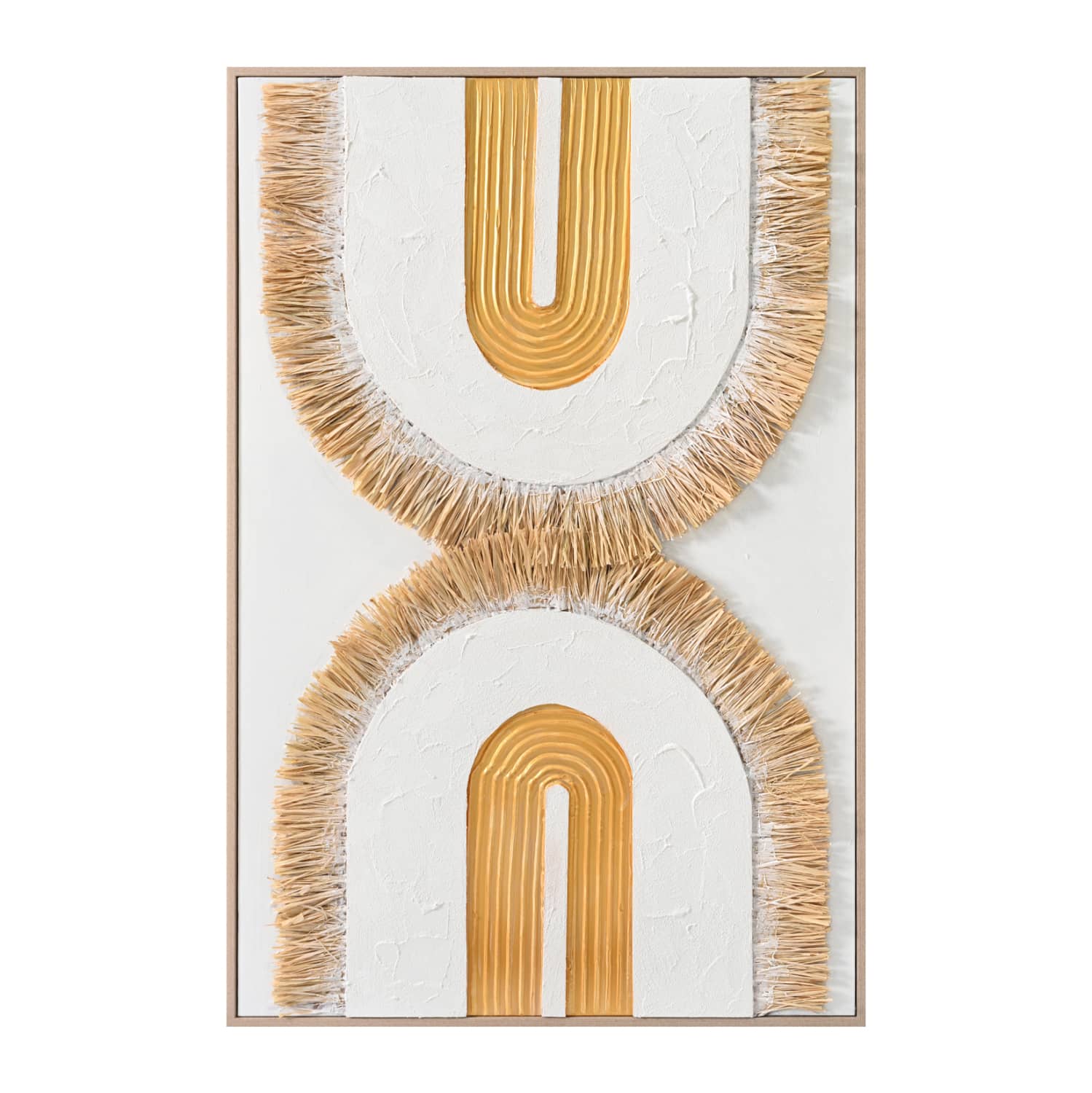 Pikturë Muri 3D HM4537.01 – KORNIZË PS BEZH, KANVAS I BARDHË, E PUNUAR ME DORË 80x3,5x120H cm