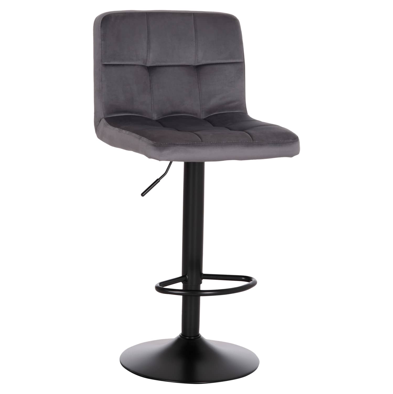 Tabure Bar Diana HM202.41 – Velur GRI / Metal i Zi Mat, Rrotullues