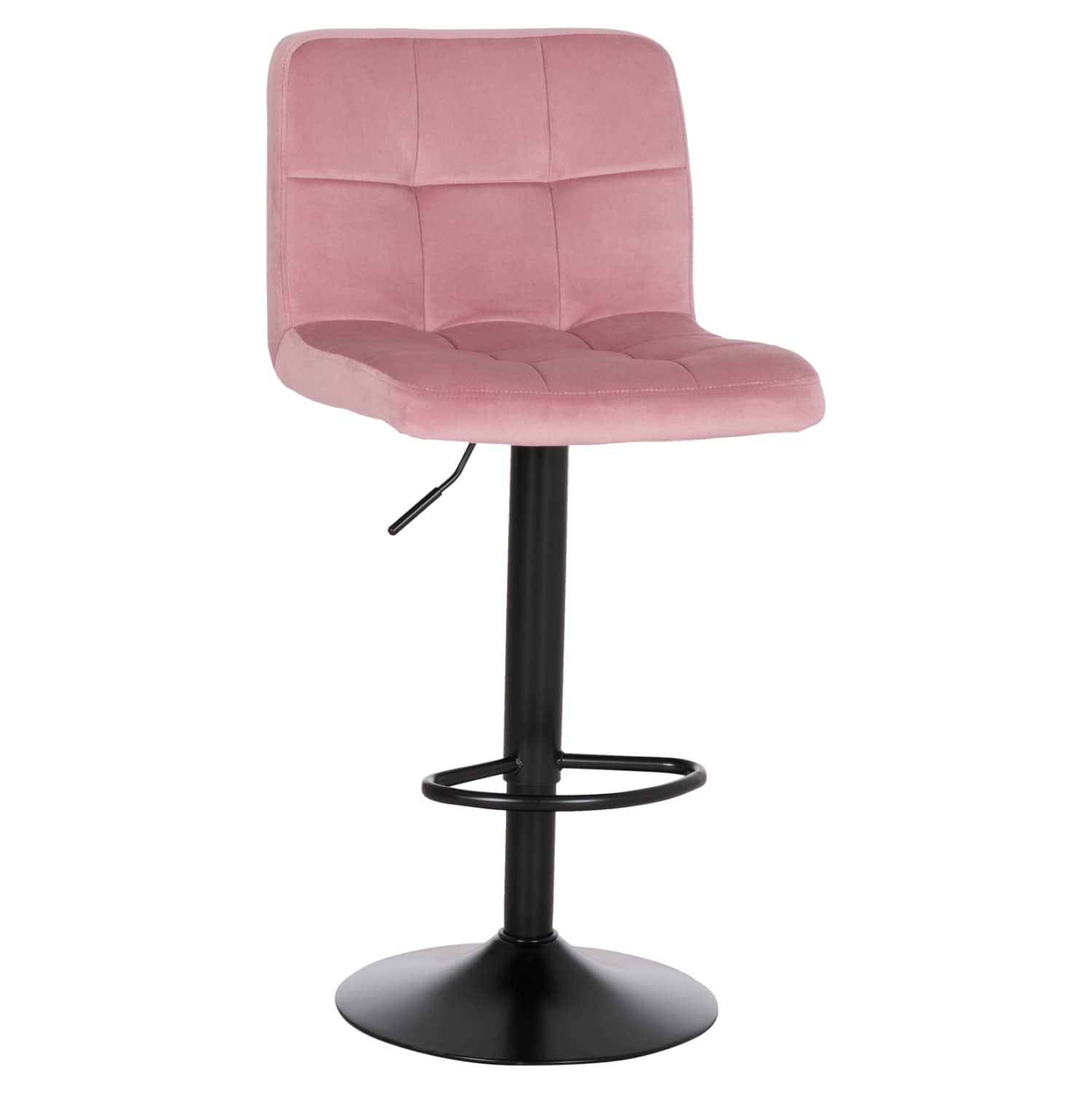 TABURET BAR RROTULLUES DIANA HM202.42 – VELUR DUSTY PINK, METAL MAT NËNGJYRË E ZEZË
