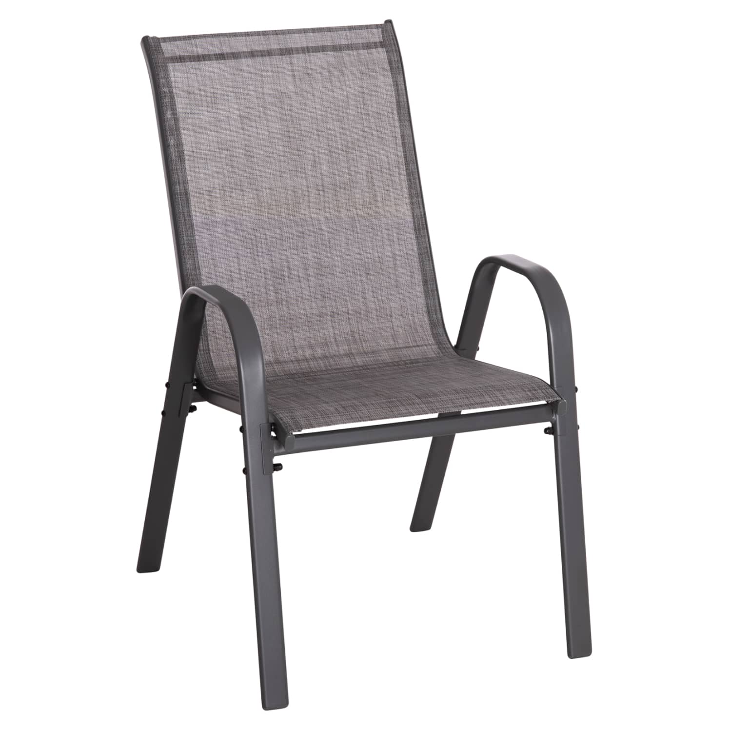 Karrike e Jashtme LEON HM5000.41 – Kornizë Metalike Gri & Pëlhurë Textilene Gri – Set me 4 Copë – 55x70x91H cm
