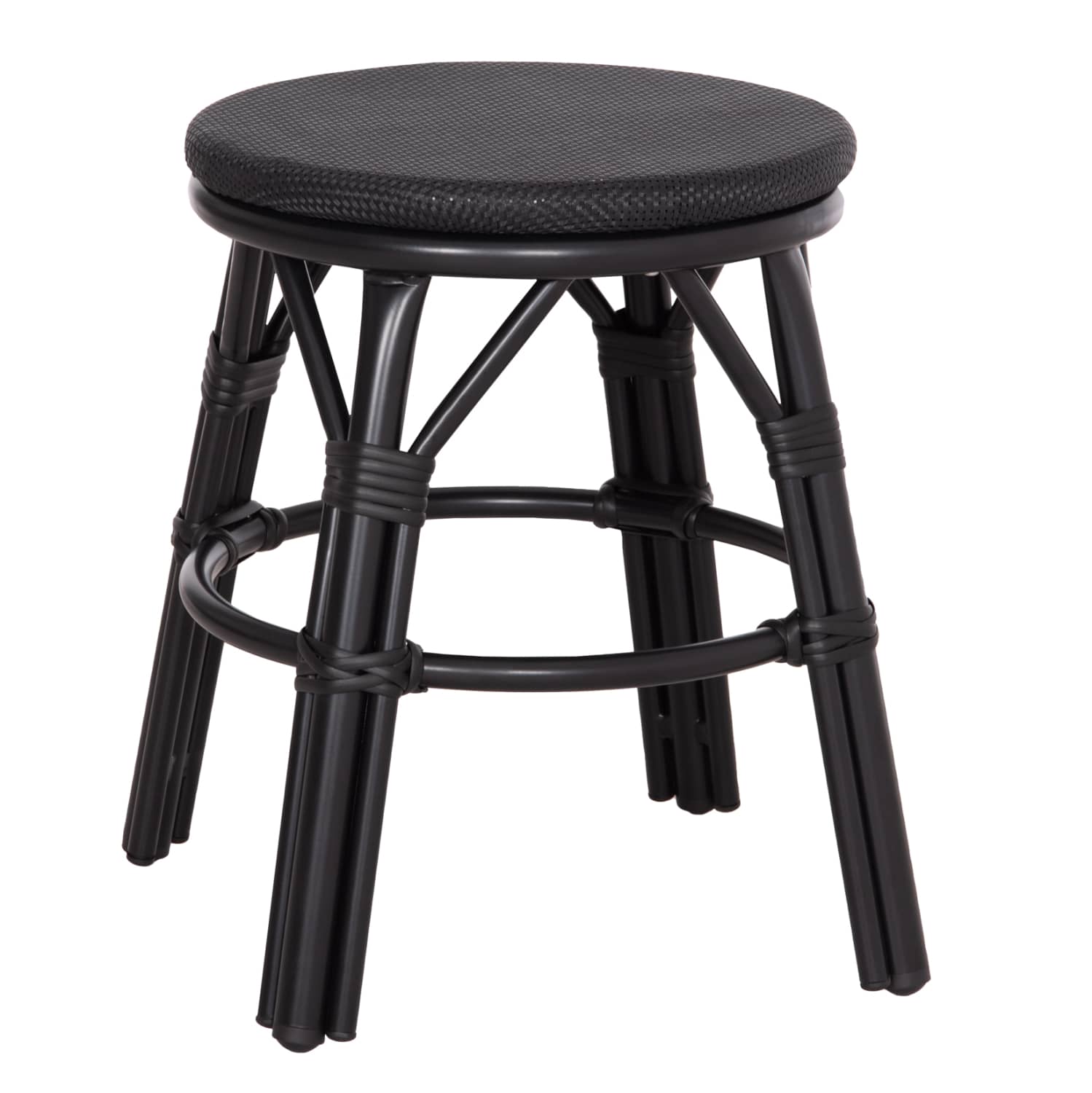 Stol Rrethor ALUMINUM CHINO HM6285.02, Pamje BAMBOO & Tekstilene, Ngjyrë E ZEZË, Φ36x46H cm