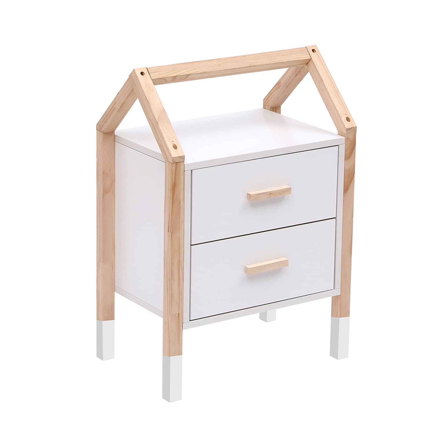 DOLLAP NATE PEPE HM678.02 MELAMINE NË NGJYRË TË BARDHË ME KADRË DRURI NATURAL 46x30x67H cm