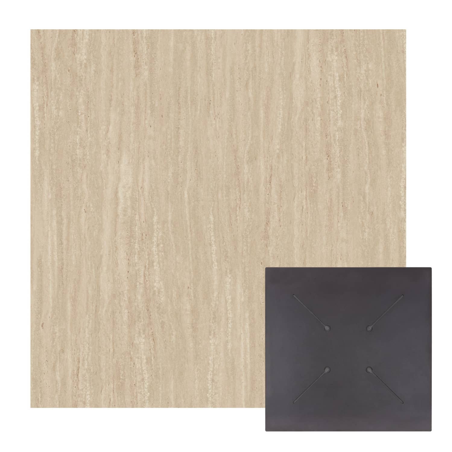 HPL TABLETOP HM5837.35 SQUARE IN TRAVERTINE COLOR 60X60cm