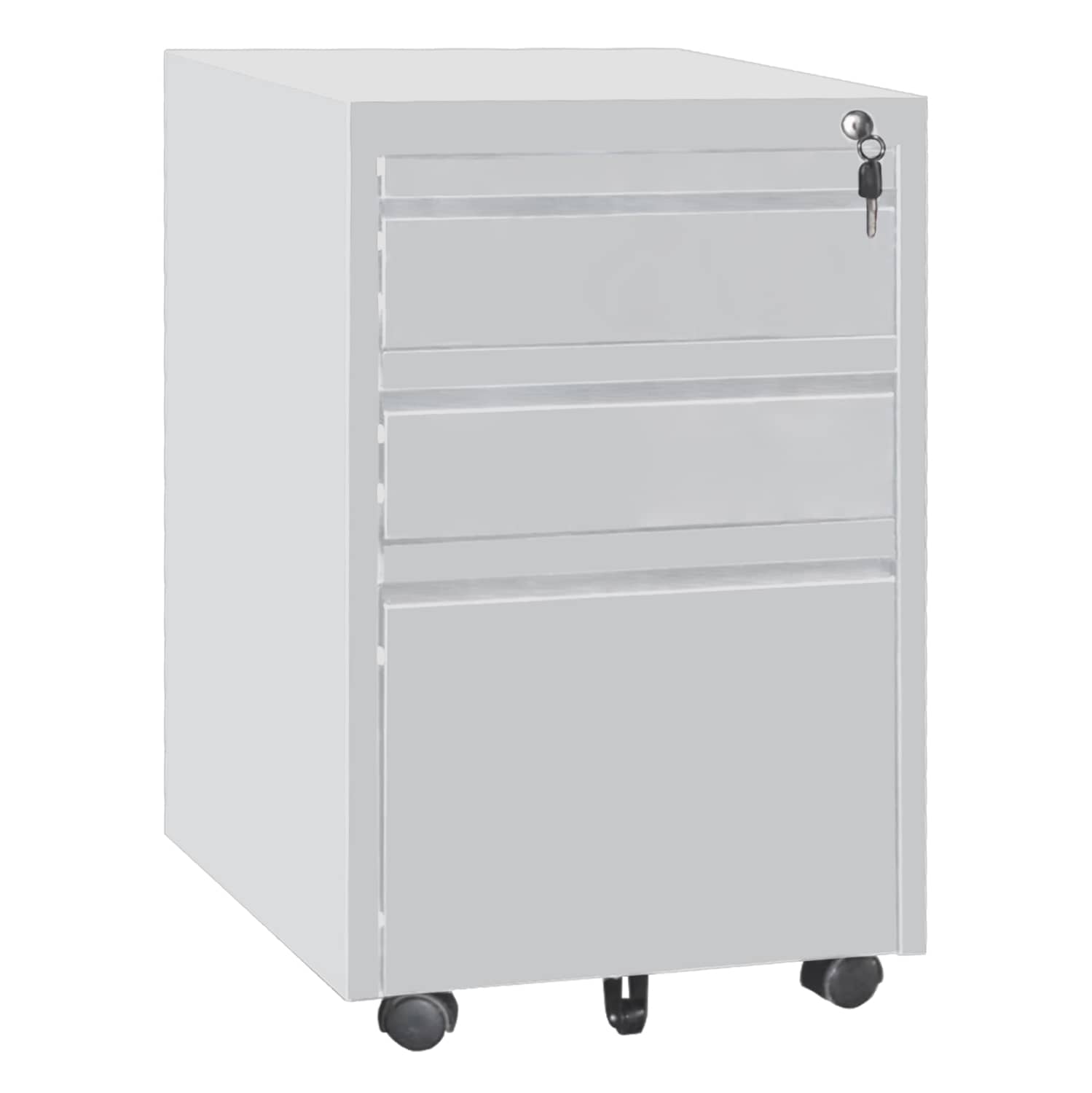 OFFICE CHEST OF DRAWERS SIDER HM6635.02 METAL IN WHITE--3 DRAWERS WITH LOCK 39x50x60Hcm.