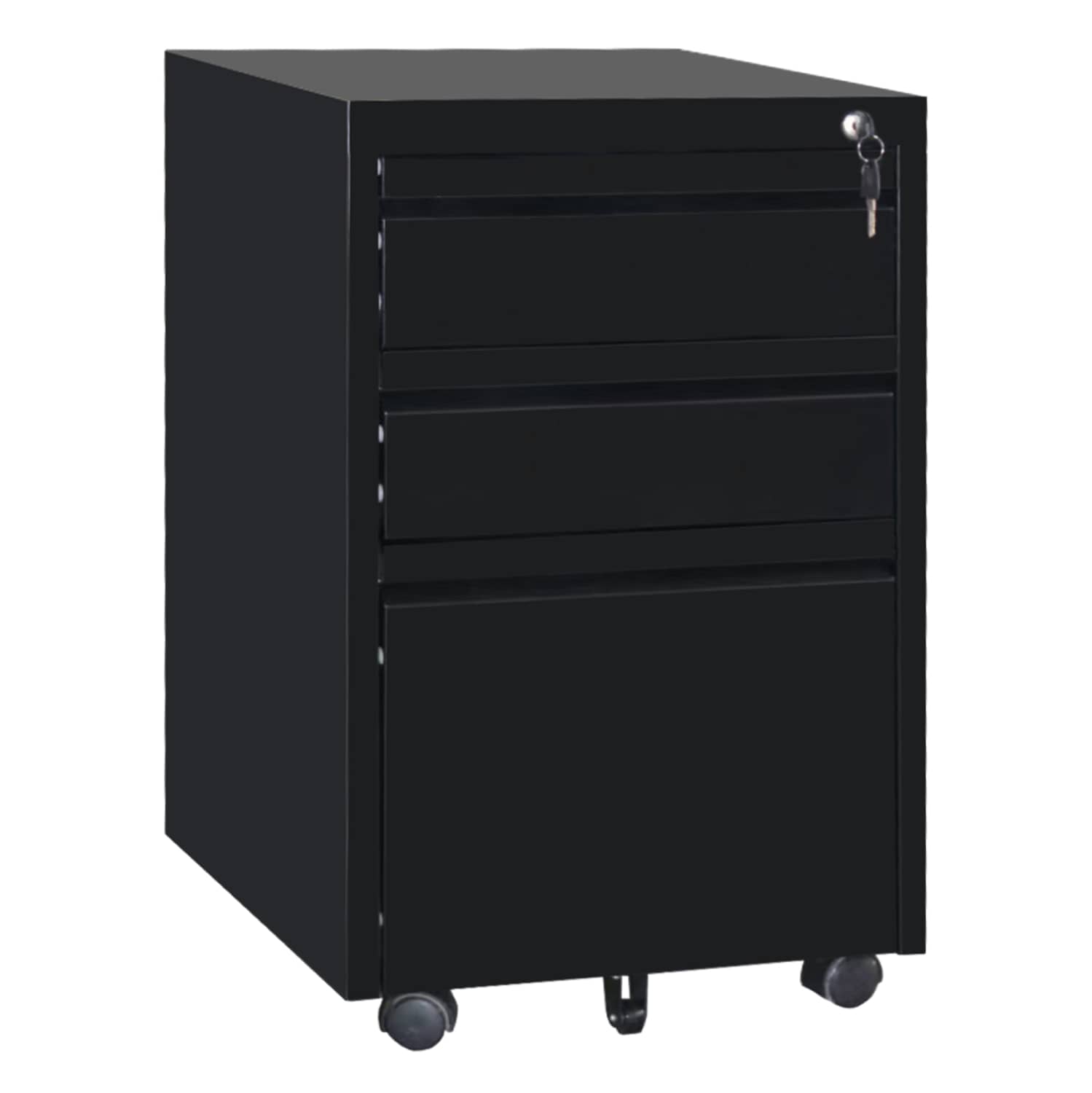 OFFICE CHEST OF DRAWERS SIDER HM6635.01 METAL IN BLACK--3 DRAWERS WITH LOCK 39x50x60Hcm.