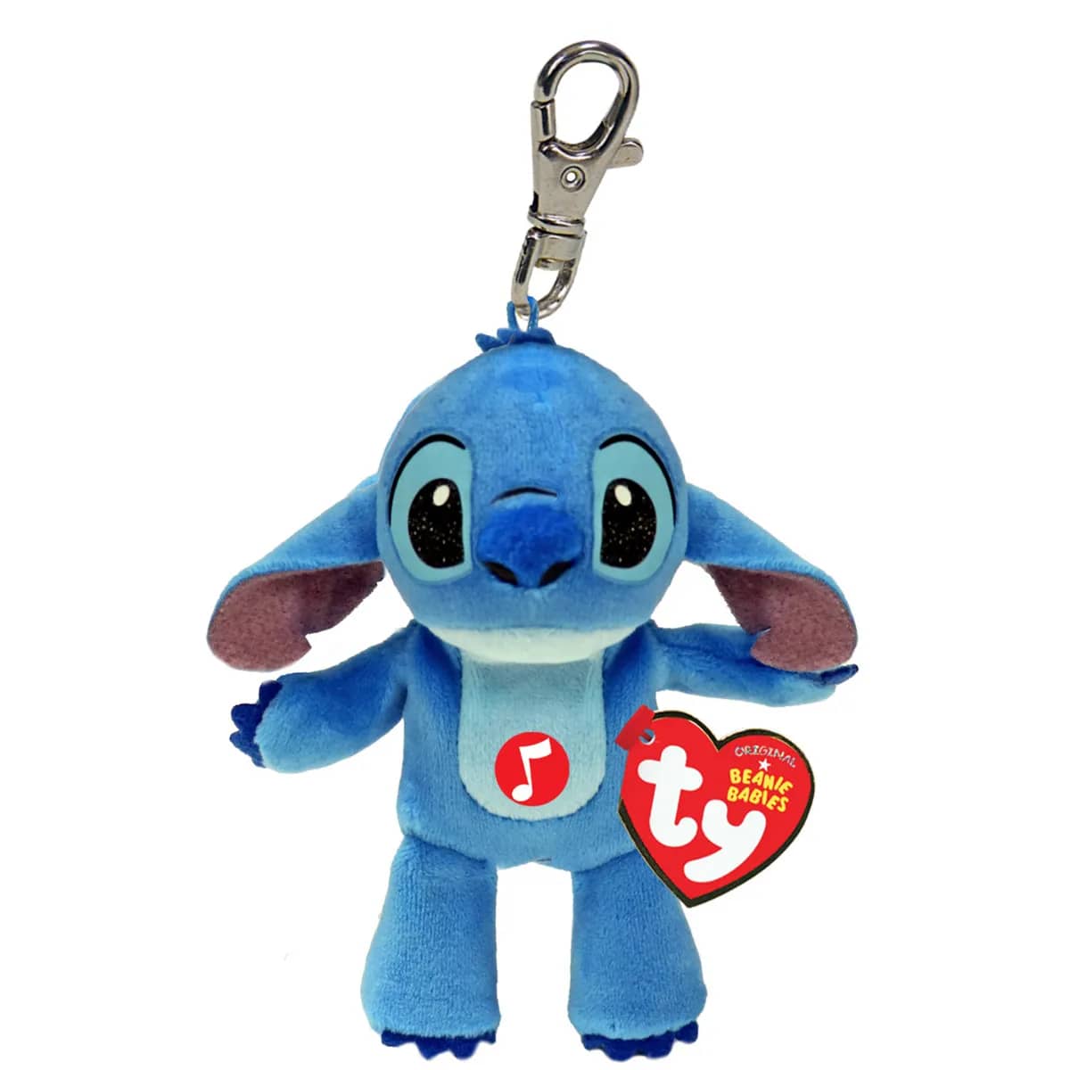 Lodër e Butë Muzikore Ty Beanie Babies Disney Stitch me Unazë Çelësi