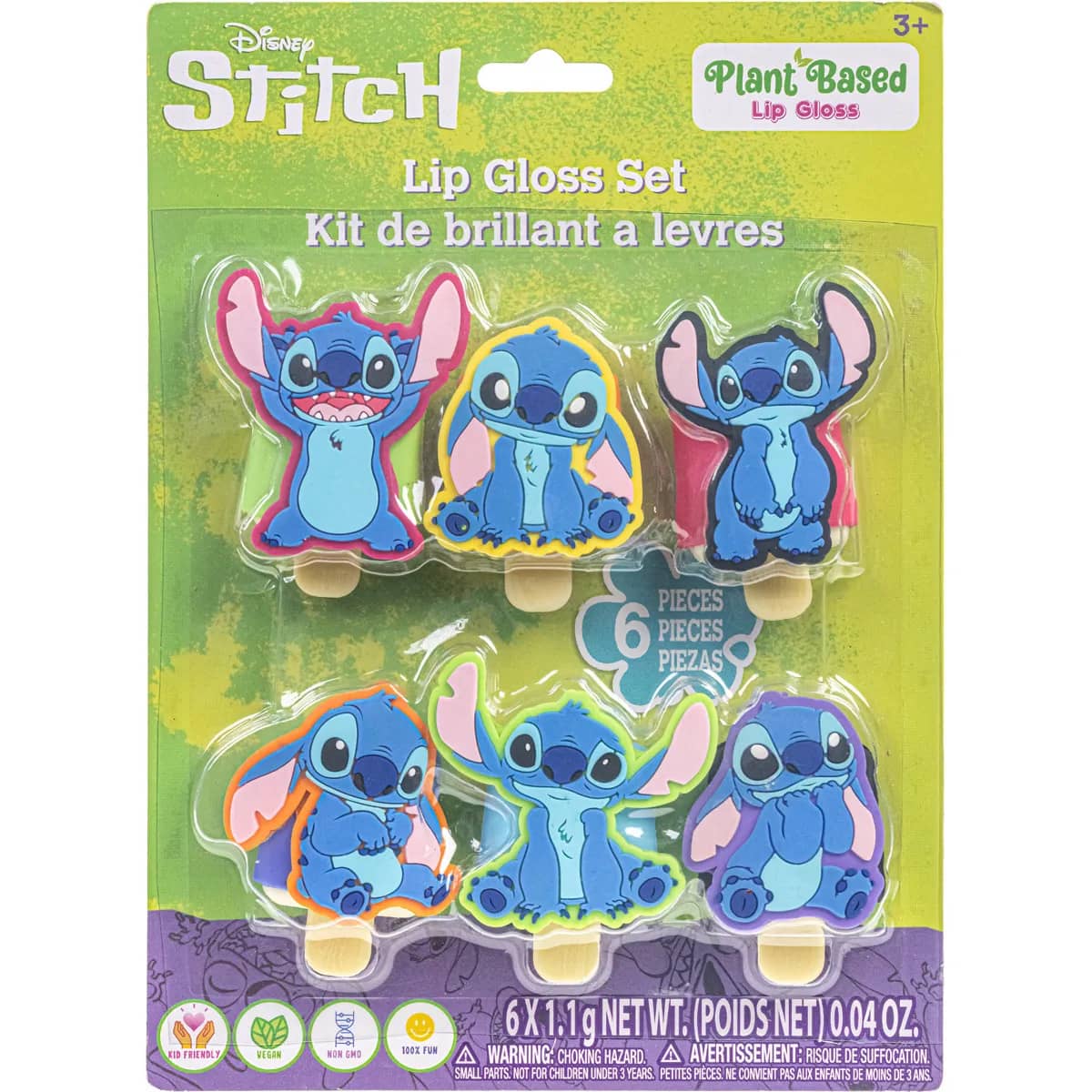 Set shkëlqyes buzësh Disney Stitch, 6 copë