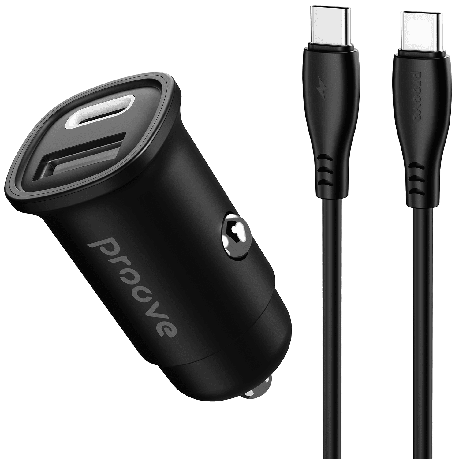 Karikues për makinë Proove Flash, 30W, Type-C + USB, me kabllo, i zi