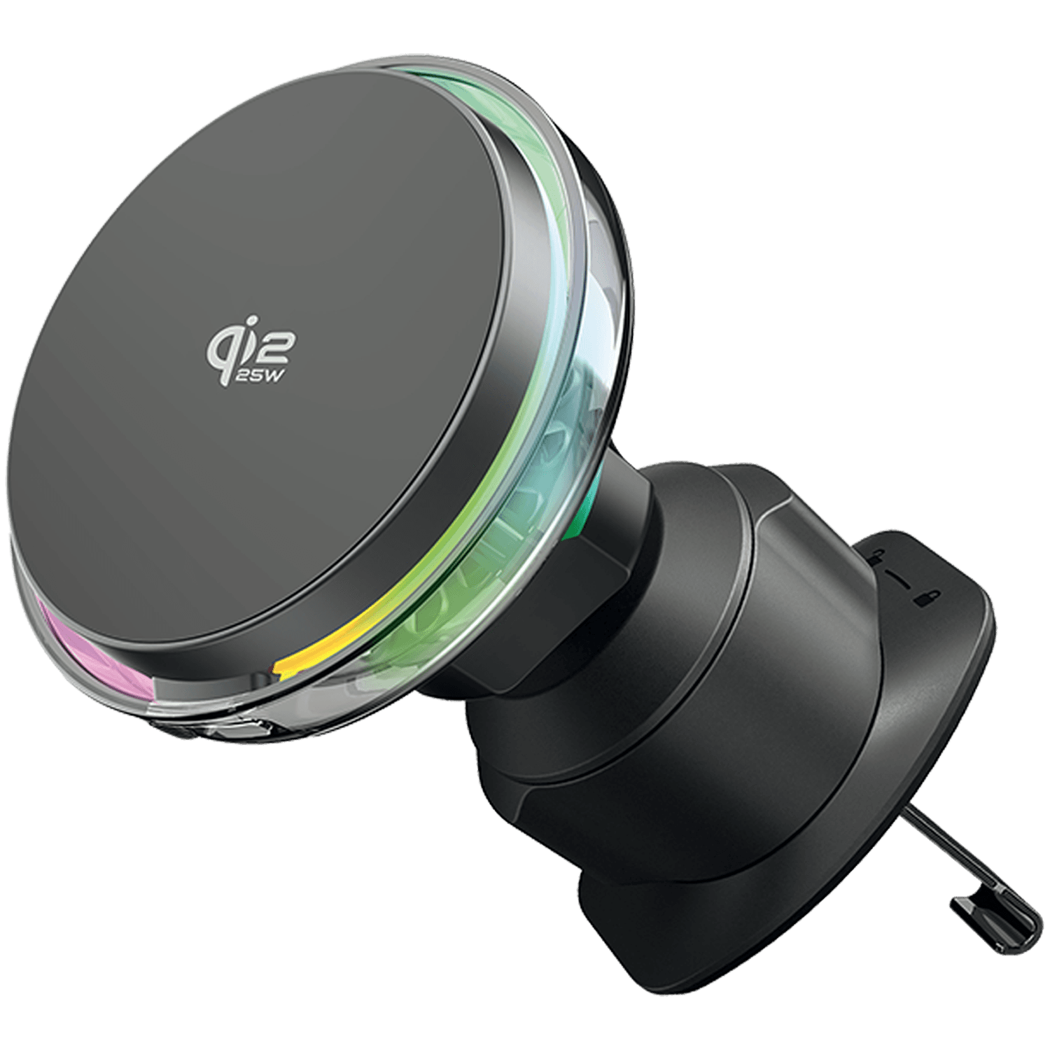 Mbajtëse veture me karikim wireless Proove Light Crystal, Qi2.2, 25W, për ventilim, gri