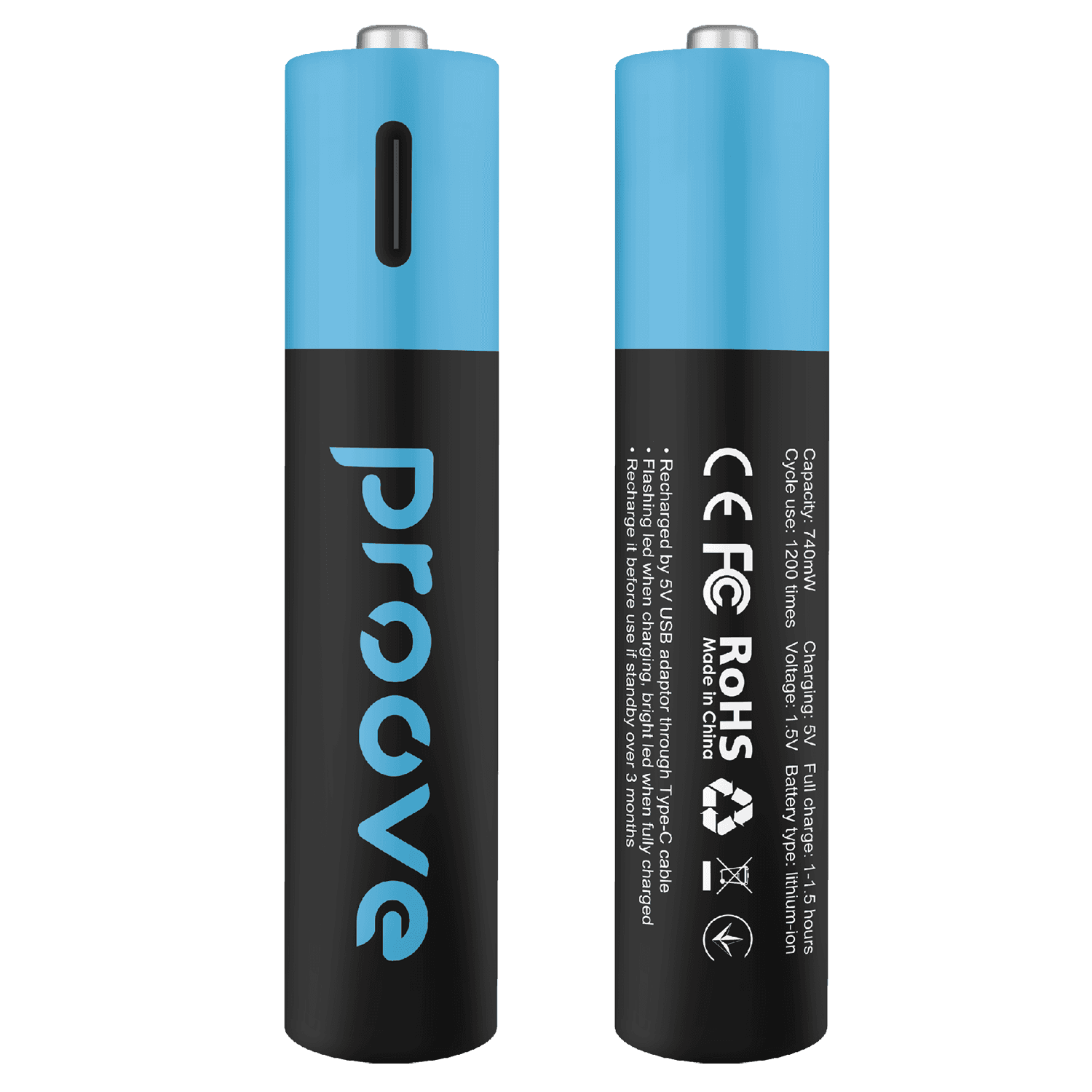 Bateri të rikarikueshme Proove Compact Energy AAA 1.5V, 740mWh, 2 copë