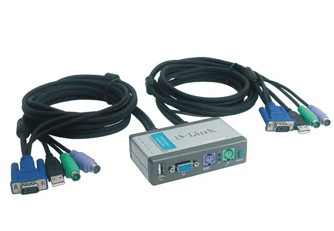 D-Link 2 Port Keyboard-Video-Mouse+USB Switch with built-in cables