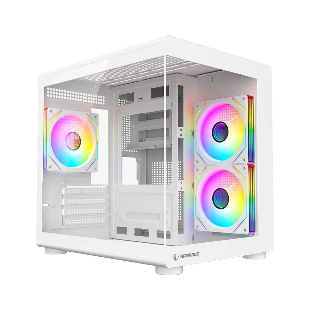 Kase PC Rampage MINID V1 750W – M-ATX, Kase me PSU 80 Plus Bronze, Tempered Glass, ARGB, White