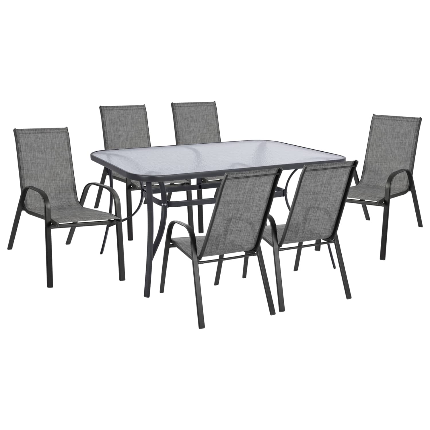 Set Dining Table 7 pieces 1Table & 6 chairs Grey HM5119.01