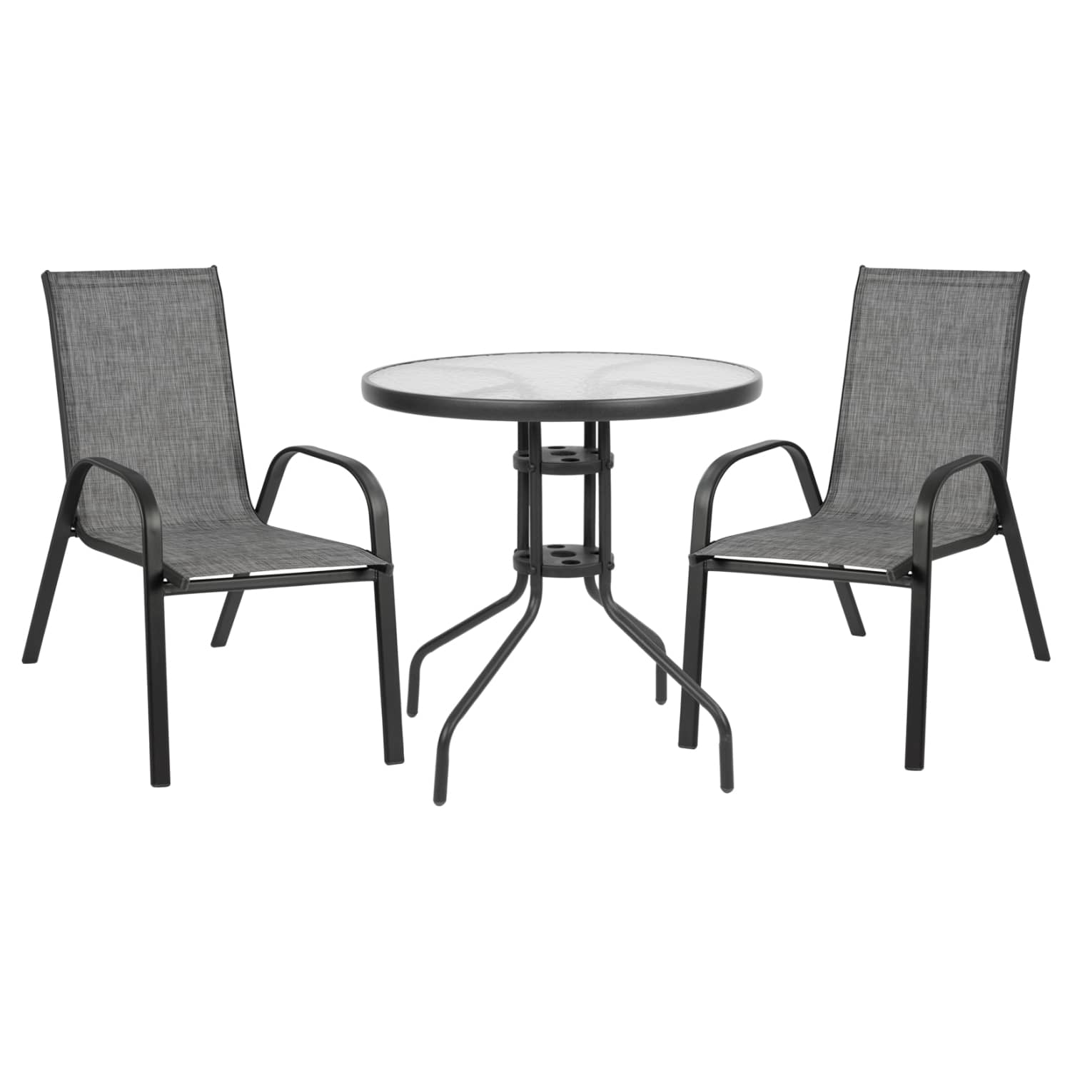 Set Dining Table 3 pieces with table & Chairs leon Grey HM5184.01