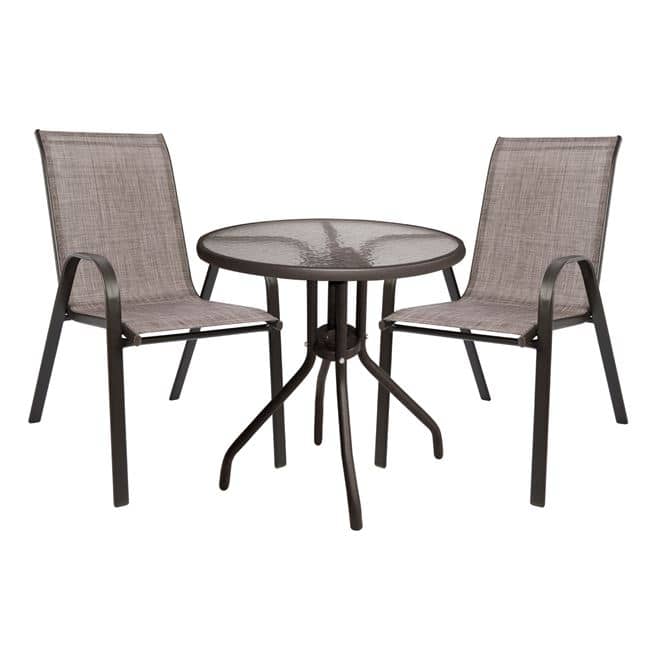 Set Tavoline Ngrënieje 3 pjesë me tavolinë & karrike Leon kafe HM5184.02