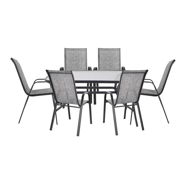Set Dining Table 7 pieces 140x80 Bruno & 6 pieces Leon Armchair